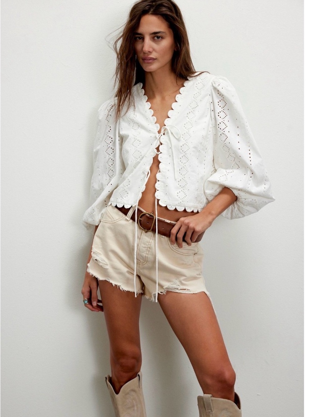 We The Free White Denim Cutoff Shorts with Frayed Hem - Size 25 - BNWOT